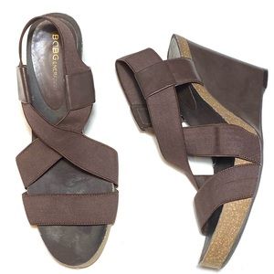 BCBGeneration Brown Wedge Sandal Size 7.5